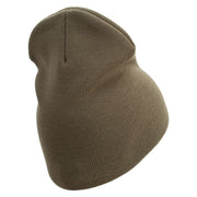 1st Marine Division Retired Symbol Embroidered 8 Inch Solid Knit Short Beanie Made in USA - Olive OSFM