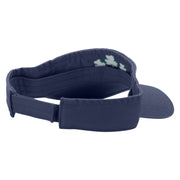 Clover Leaves Embroidered Pro Style Cotton Twill Washed Visor - Navy OSFM