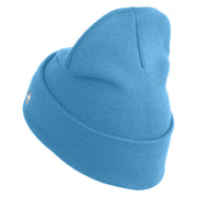 US Air Force Veteran with Flag Logo Embroidered 12 Inch Solid Knit Cuff Long Beanie Made in USA - Carolina-Blue OSFM