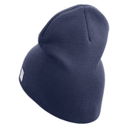 1st Marine Division Retired Symbol Embroidered 8 Inch Solid Knit Short Beanie Made in USA - Navy OSFM