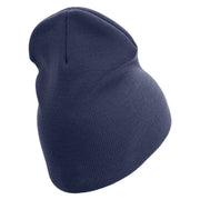 1st Marine Division Retired Symbol Embroidered 8 Inch Solid Knit Short Beanie Made in USA - Navy OSFM