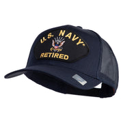 US Navy Retired Patched Solid Cotton Twill Mesh Cap - Navy OSFM