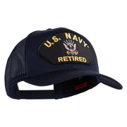 US Navy Retired Patched Solid Cotton Twill Mesh Cap - Navy OSFM
