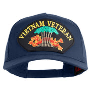 Vietnam Veteran Dragon Patched Solid Cotton Twill 5 panel Mesh Back Cap - Navy OSFM