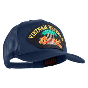 Vietnam Veteran Dragon Patched Solid Cotton Twill 5 panel Mesh Back Cap - Navy OSFM