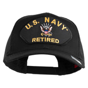 US Navy Retired Patched Solid Cotton Twill Mesh Cap - Black OSFM
