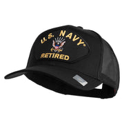 US Navy Retired Patched Solid Cotton Twill Mesh Cap - Black OSFM