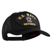 US Navy Retired Patched Solid Cotton Twill Mesh Cap - Black OSFM