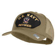 US Navy Retired Patched Solid Cotton Twill Mesh Cap - Khaki OSFM