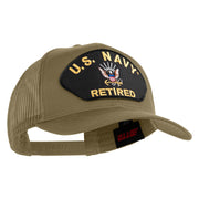 US Navy Retired Patched Solid Cotton Twill Mesh Cap - Khaki OSFM