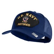 US Navy Retired Patched Solid Cotton Twill Mesh Cap - Royal OSFM