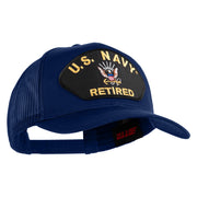 US Navy Retired Patched Solid Cotton Twill Mesh Cap - Royal OSFM
