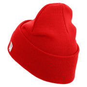 U.S. Marine Corps 1st Marine Division Logo Embroidered 12 Inch Solid Knit Cuff Long Beanie Made in USA - Red OSFM