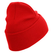 U.S. Marine Corps 1st Marine Division Logo Embroidered 12 Inch Solid Knit Cuff Long Beanie Made in USA - Red OSFM