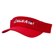 Congrats Embroidered Pro Style Cotton Twill Washed Visor - Red OSFM