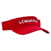 Congrats Embroidered Pro Style Cotton Twill Washed Visor - Red OSFM