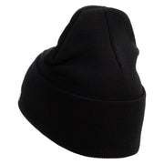 Licensed US Army Veteran Military Embroidered 12 Inch Solid Knit Cuff Long Beanie Made in USA - Black OSFM