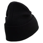 Licensed US Army Veteran Military Embroidered 12 Inch Solid Knit Cuff Long Beanie Made in USA - Black OSFM