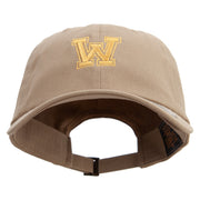 Initial Washington Sign Embroidered Unstructured Low Profile 6 panel Cotton Cap - Khaki OSFM