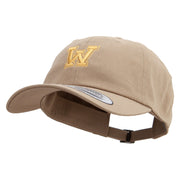 Initial Washington Sign Embroidered Unstructured Low Profile 6 panel Cotton Cap - Khaki OSFM