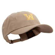 Initial Washington Sign Embroidered Unstructured Low Profile 6 panel Cotton Cap - Khaki OSFM