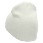 Summer Sunfower Embroidered 8 inch Acrylic Short Blank Beanie - White OSFM