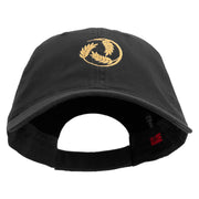 Wheat Grain Icon Embroidered Garment Washed Cotton Twill Cap - Black OSFM