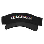 Congrats Embroidered Pro Style Cotton Twill Washed Visor - Black OSFM