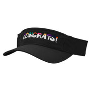 Congrats Embroidered Pro Style Cotton Twill Washed Visor - Black OSFM