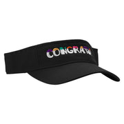 Congrats Embroidered Pro Style Cotton Twill Washed Visor - Black OSFM