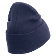 Licensed US Army Veteran Military Embroidered 12 Inch Solid Knit Cuff Long Beanie Made in USA - Navy OSFM