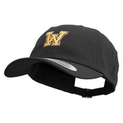 Initial Washington Sign Embroidered Unstructured Low Profile 6 panel Cotton Cap - Black OSFM