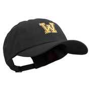 Initial Washington Sign Embroidered Unstructured Low Profile 6 panel Cotton Cap - Black OSFM