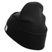 U.S. Marine Corps 1st Marine Division Logo Embroidered 12 Inch Solid Knit Cuff Long Beanie Made in USA - Black OSFM