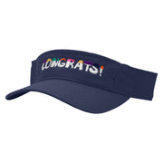 Congrats Embroidered Pro Style Cotton Twill Washed Visor - Navy OSFM