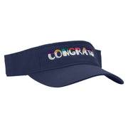 Congrats Embroidered Pro Style Cotton Twill Washed Visor - Navy OSFM