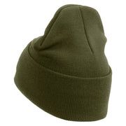 Licensed US Army Veteran Military Embroidered 12 Inch Solid Knit Cuff Long Beanie Made in USA - Olive OSFM