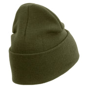 Licensed US Army Veteran Military Embroidered 12 Inch Solid Knit Cuff Long Beanie Made in USA - Olive OSFM