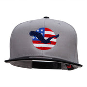 Flying Eagle Logo Embroidered Two Tone Cotton Twill Flat Cap