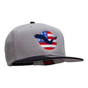 Flying Eagle Logo Embroidered Two Tone Cotton Twill Flat Cap