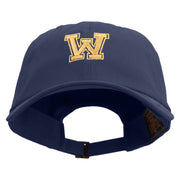 Initial Washington Sign Embroidered Unstructured Low Profile 6 panel Cotton Cap - Navy OSFM