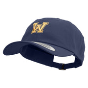 Initial Washington Sign Embroidered Unstructured Low Profile 6 panel Cotton Cap - Navy OSFM