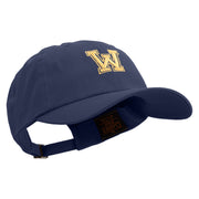 Initial Washington Sign Embroidered Unstructured Low Profile 6 panel Cotton Cap - Navy OSFM