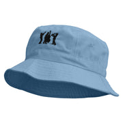 Jazz Musician Band Embroidered Bucket Hat - Lt-Denim OSFM