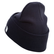 U.S. Marine Corps 1st Marine Division Logo Embroidered 12 Inch Solid Knit Cuff Long Beanie Made in USA - Navy OSFM