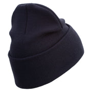 U.S. Marine Corps 1st Marine Division Logo Embroidered 12 Inch Solid Knit Cuff Long Beanie Made in USA - Navy OSFM