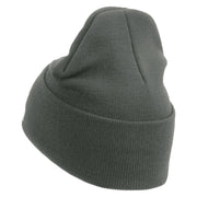 Licensed US Army Veteran Military Embroidered 12 Inch Solid Knit Cuff Long Beanie Made in USA - Charcoal OSFM