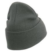 Licensed US Army Veteran Military Embroidered 12 Inch Solid Knit Cuff Long Beanie Made in USA - Charcoal OSFM