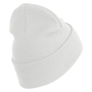 US Air Force Retired with Flag Logo Embroidered 12 Inch Solid Knit Cuff Long Beanie Made in USA - White OSFM
