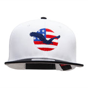 Flying Eagle Logo Embroidered Two Tone Cotton Twill Flat Cap